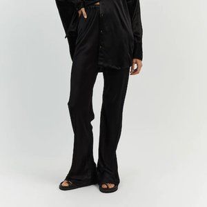 SIMONE BLACK SATIN BIAS CUT PANT